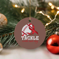 Tackle World AIDS Day Ceramic Ornament Red Ribbon Football Awareness Gift - Wonder Print Shop