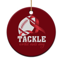 Tackle World AIDS Day Ceramic Ornament Red Ribbon Football Awareness Gift - Wonder Print Shop