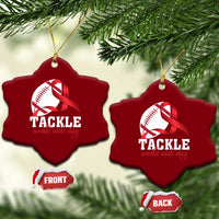 Tackle World AIDS Day Ceramic Ornament Red Ribbon Football Awareness Gift - Wonder Print Shop