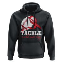 Tackle World AIDS Day Hoodie Red Ribbon Football Awareness Gift - Wonder Print Shop