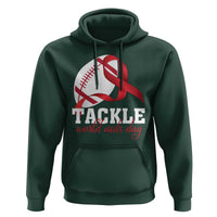 Tackle World AIDS Day Hoodie Red Ribbon Football Awareness Gift - Wonder Print Shop