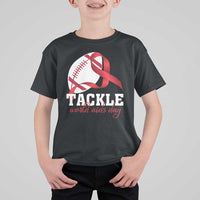 Tackle World AIDS Day T Shirt For Kid Red Ribbon Football Awareness Gift - Wonder Print Shop