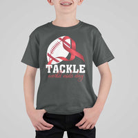 Tackle World AIDS Day T Shirt For Kid Red Ribbon Football Awareness Gift - Wonder Print Shop