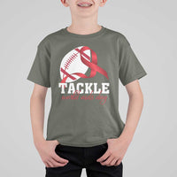 Tackle World AIDS Day T Shirt For Kid Red Ribbon Football Awareness Gift - Wonder Print Shop