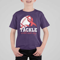 Tackle World AIDS Day T Shirt For Kid Red Ribbon Football Awareness Gift - Wonder Print Shop