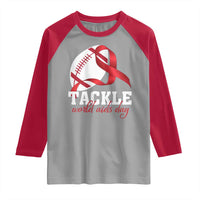 Tackle World AIDS Day Raglan Shirt Red Ribbon Football Awareness Gift - Wonder Print Shop