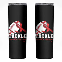 Tackle World AIDS Day Skinny Tumbler Red Ribbon Football Awareness Gift - Wonder Print Shop