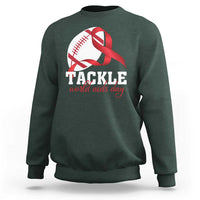 Tackle World AIDS Day Sweatshirt Red Ribbon Football Awareness Gift - Wonder Print Shop