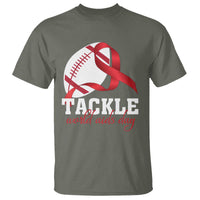Tackle World AIDS Day T Shirt Red Ribbon Football Awareness Gift - undefined