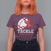 Tackle World AIDS Day T Shirt For Women Red Ribbon Football Awareness Gift - Wonder Print Shop