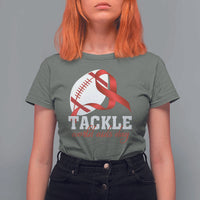 Tackle World AIDS Day T Shirt For Women Red Ribbon Football Awareness Gift - Wonder Print Shop