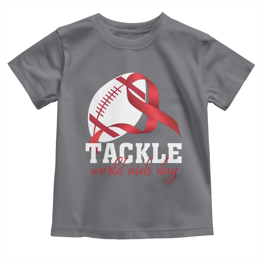 Tackle World AIDS Day Toddler T Shirt Red Ribbon Football Awareness Gift - Wonder Print Shop