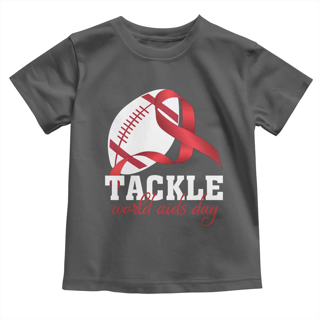Tackle World AIDS Day Toddler T Shirt Red Ribbon Football Awareness Gift - Wonder Print Shop