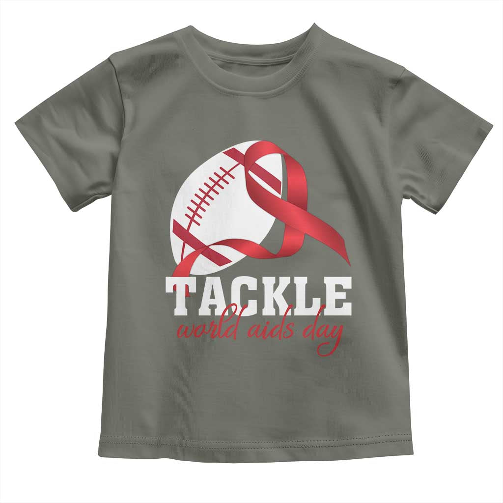 Tackle World AIDS Day Toddler T Shirt Red Ribbon Football Awareness Gift - Wonder Print Shop