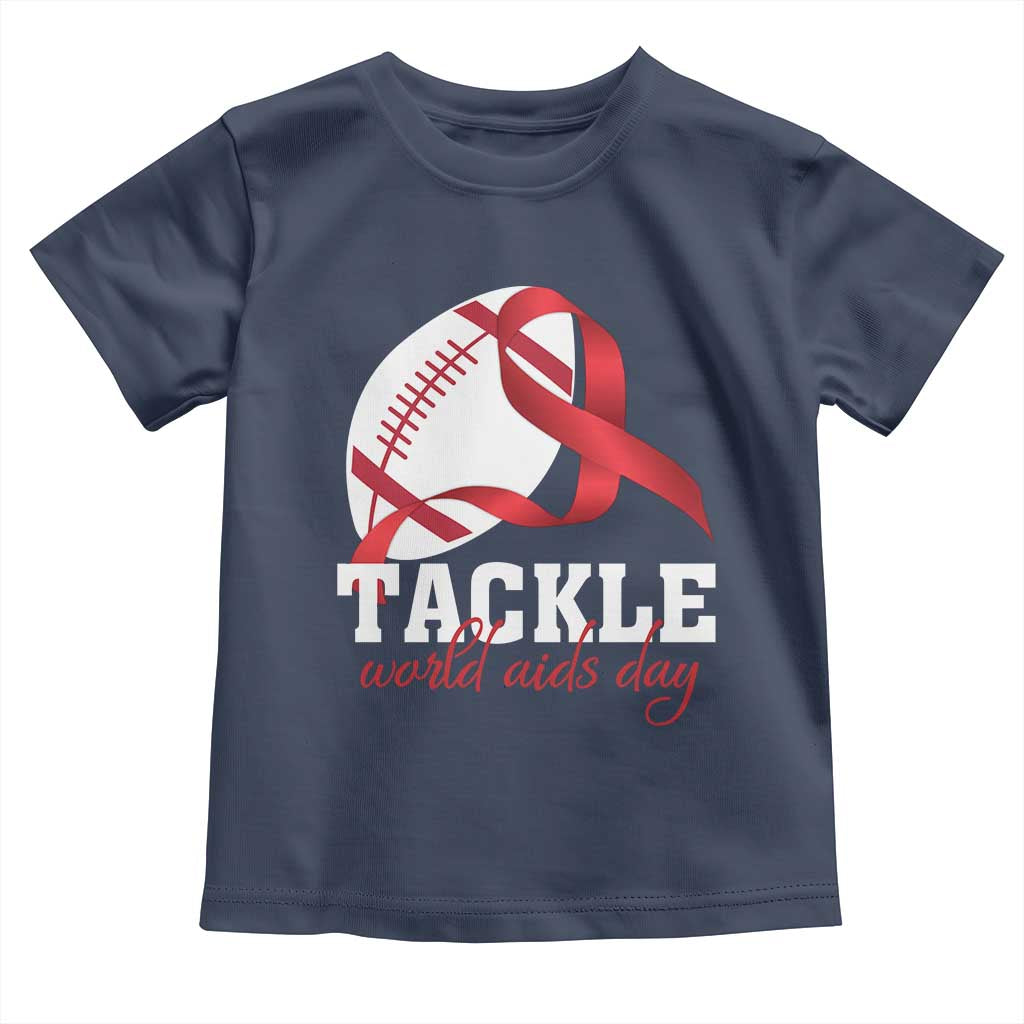 Tackle World AIDS Day Toddler T Shirt Red Ribbon Football Awareness Gift - Wonder Print Shop