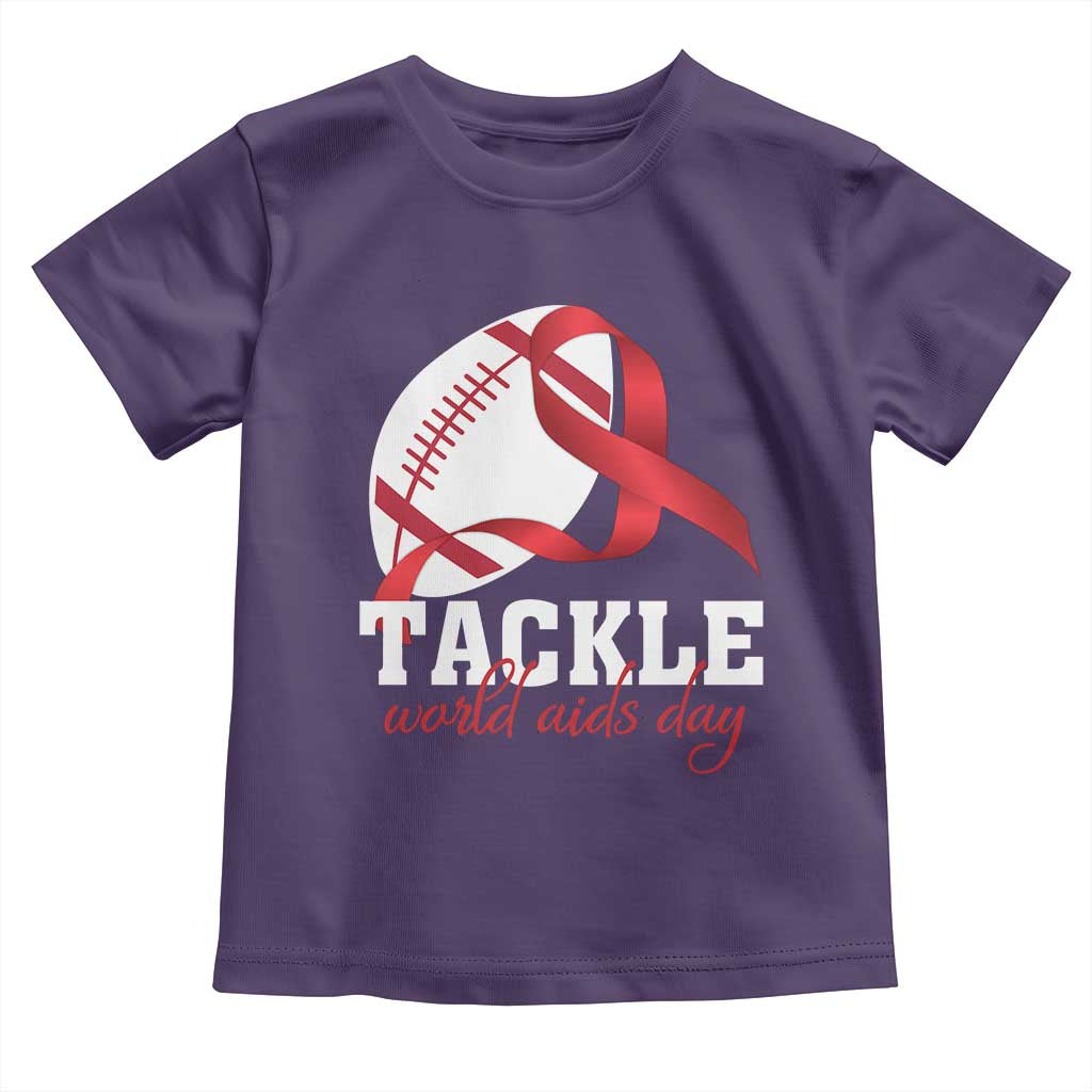 Tackle World AIDS Day Toddler T Shirt Red Ribbon Football Awareness Gift - Wonder Print Shop