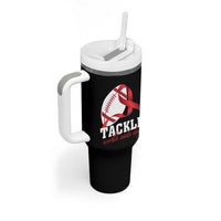 Tackle World AIDS Day Tumbler With Handle Red Ribbon Football Awareness Gift - Wonder Print Shop