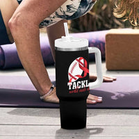 Tackle World AIDS Day Tumbler With Handle Red Ribbon Football Awareness Gift - Wonder Print Shop