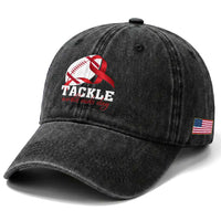 Tackle World AIDS Day Washed Cotton Baseball Cap Red Ribbon Football Awareness Gift