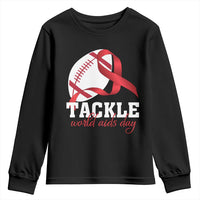 Tackle World AIDS Day Youth Sweatshirt Red Ribbon Football Awareness Gift - Wonder Print Shop