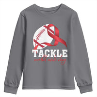 Tackle World AIDS Day Youth Sweatshirt Red Ribbon Football Awareness Gift - Wonder Print Shop