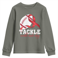 Tackle World AIDS Day Youth Sweatshirt Red Ribbon Football Awareness Gift - Wonder Print Shop