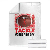 Tackle World AIDS Day Throw Blanket Football HIV Awareness Red Ribbon - Wonder Print Shop