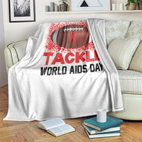 Tackle World AIDS Day Throw Blanket Football HIV Awareness Red Ribbon - Wonder Print Shop