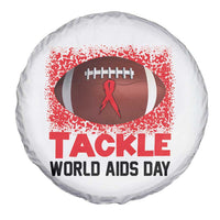 Tackle World AIDS Day Spare Tire Cover Football HIV Awareness Red Ribbon - Wonder Print Shop
