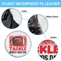 Tackle World AIDS Day Spare Tire Cover Football HIV Awareness Red Ribbon - Wonder Print Shop