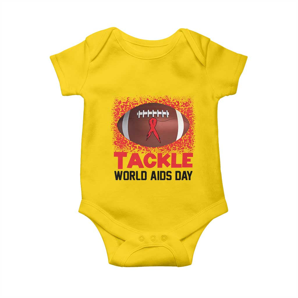 Tackle World AIDS Day Baby Onesie Football HIV Awareness Red Ribbon - Wonder Print Shop