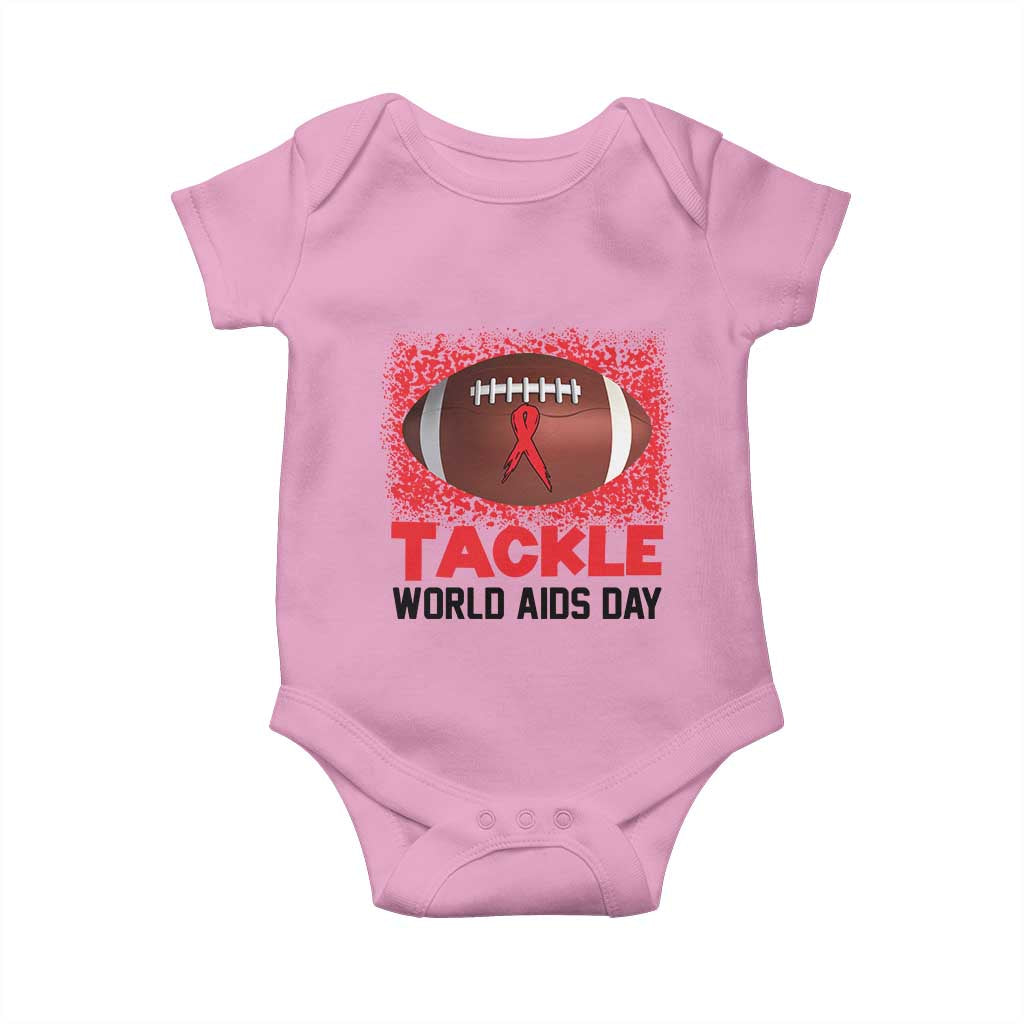 Tackle World AIDS Day Baby Onesie Football HIV Awareness Red Ribbon - Wonder Print Shop