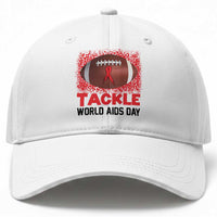 Tackle World AIDS Day Baseball Cap Football HIV Awareness Red Ribbon