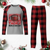Tackle World AIDS Day Plaid Pajama Set Football HIV Awareness Red Ribbon - Wonder Print Shop