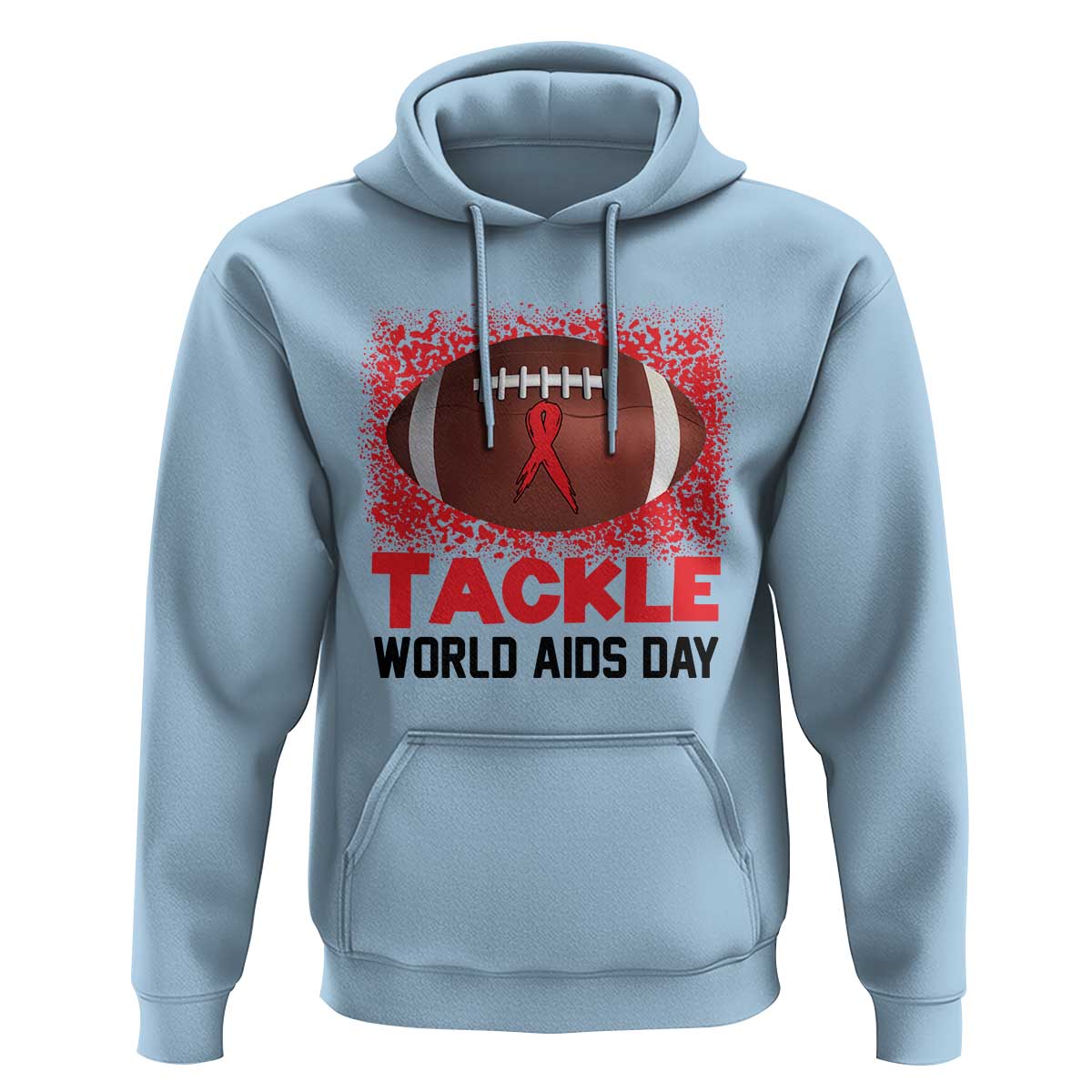 Tackle World AIDS Day Hoodie Football HIV Awareness Red Ribbon - Wonder Print Shop