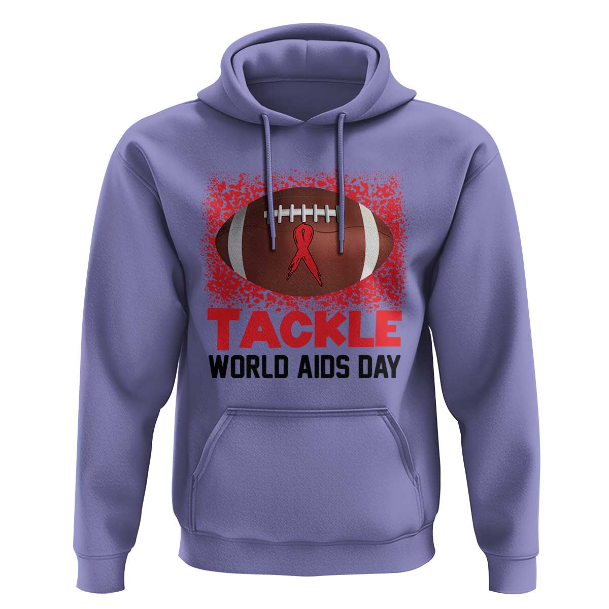 Tackle World AIDS Day Hoodie Football HIV Awareness Red Ribbon - Wonder Print Shop
