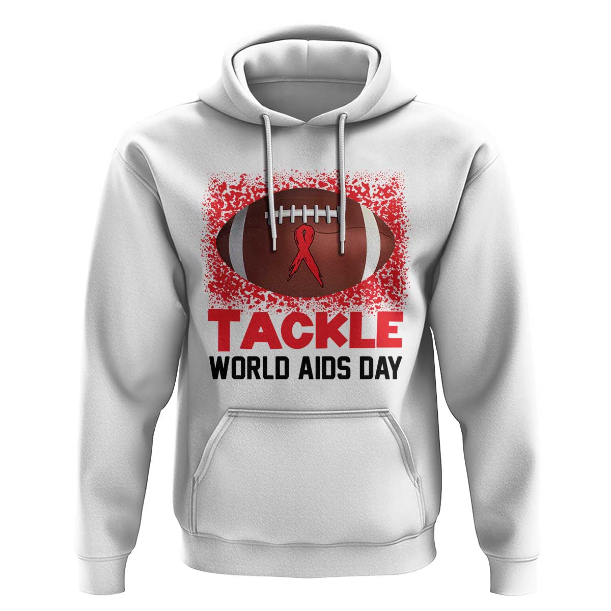 Tackle World AIDS Day Hoodie Football HIV Awareness Red Ribbon - Wonder Print Shop
