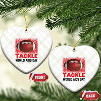 Tackle World AIDS Day Ceramic Ornament Football HIV Awareness Red Ribbon - Wonder Print Shop
