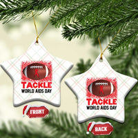 Tackle World AIDS Day Ceramic Ornament Football HIV Awareness Red Ribbon - Wonder Print Shop