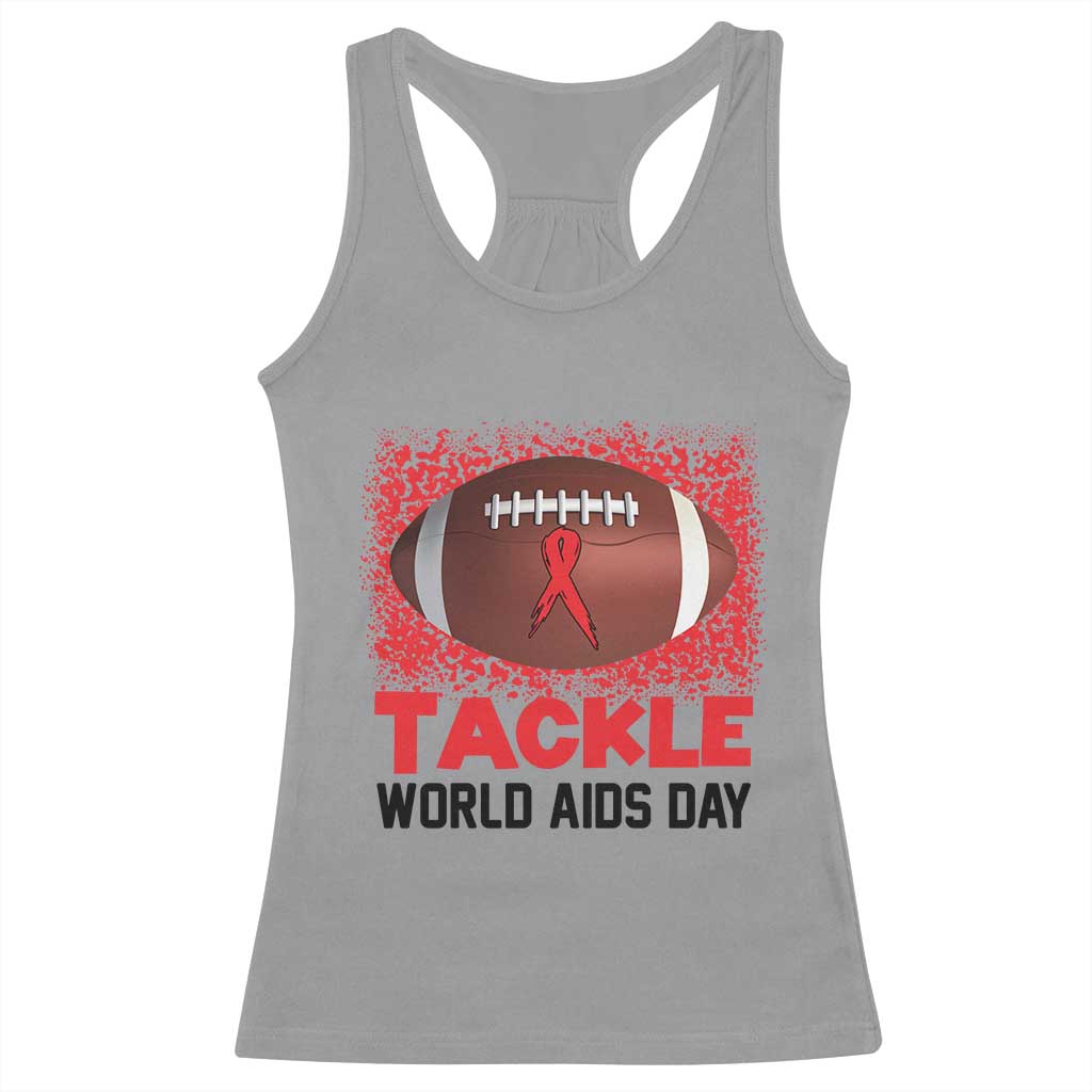 Tackle World AIDS Day Racerback Tank Top Football HIV Awareness Red Ribbon - Wonder Print Shop