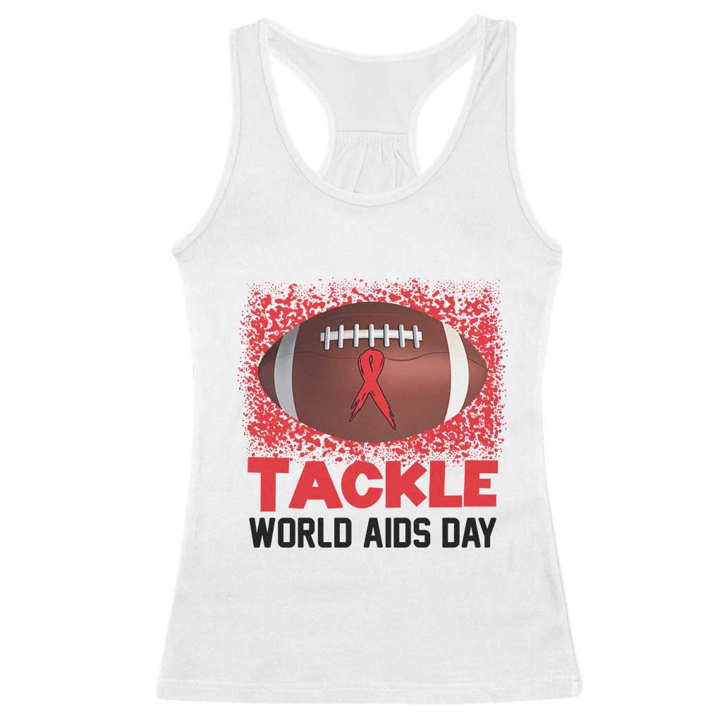 Tackle World AIDS Day Racerback Tank Top Football HIV Awareness Red Ribbon - Wonder Print Shop
