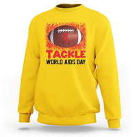 Tackle World AIDS Day Sweatshirt Football HIV Awareness Red Ribbon - Wonder Print Shop