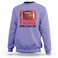 Tackle World AIDS Day Sweatshirt Football HIV Awareness Red Ribbon - Wonder Print Shop