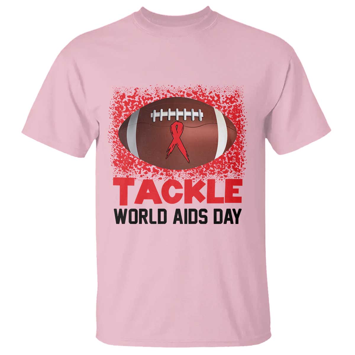 Tackle World AIDS Day T Shirt Football HIV Awareness Red Ribbon - Wonder Print Shop