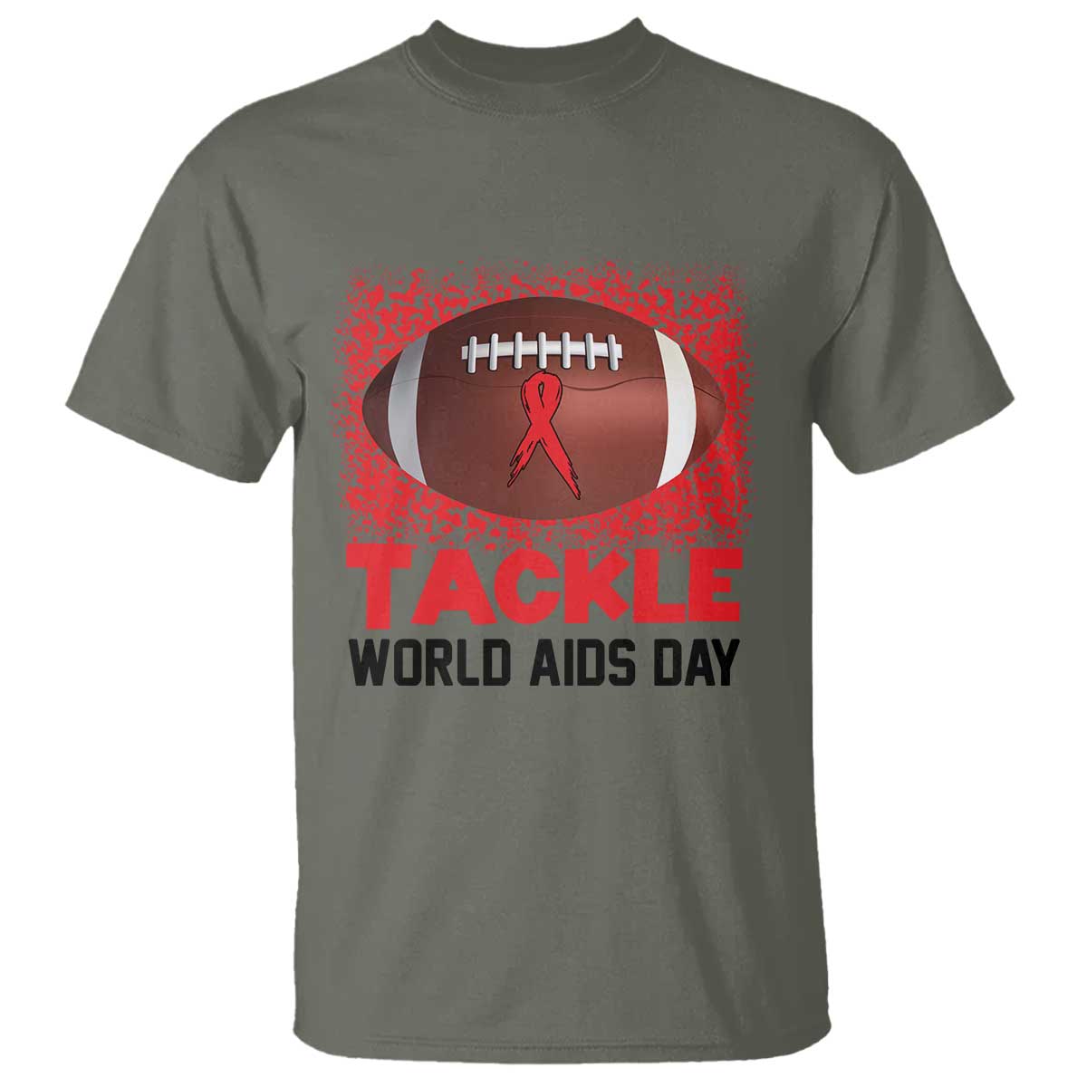 Tackle World AIDS Day T Shirt Football HIV Awareness Red Ribbon - Wonder Print Shop