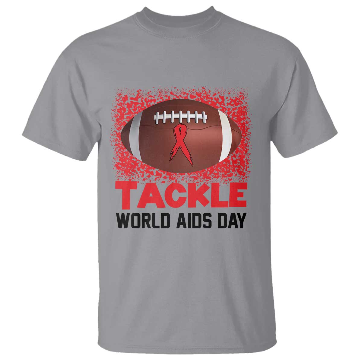 Tackle World AIDS Day T Shirt Football HIV Awareness Red Ribbon - Wonder Print Shop