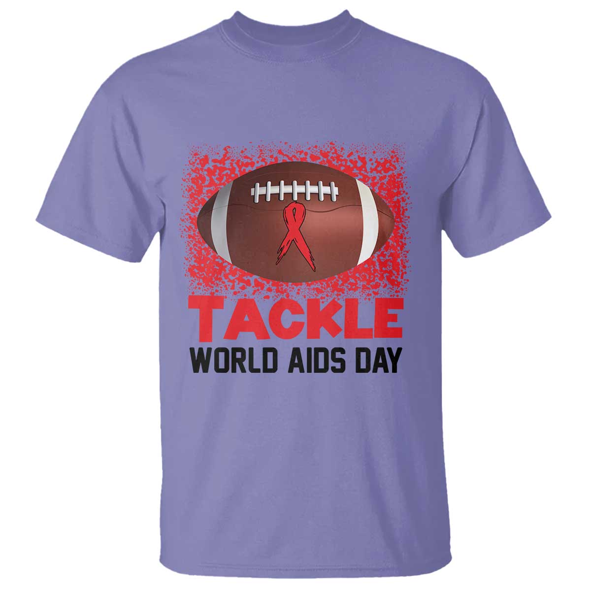 Tackle World AIDS Day T Shirt Football HIV Awareness Red Ribbon - Wonder Print Shop