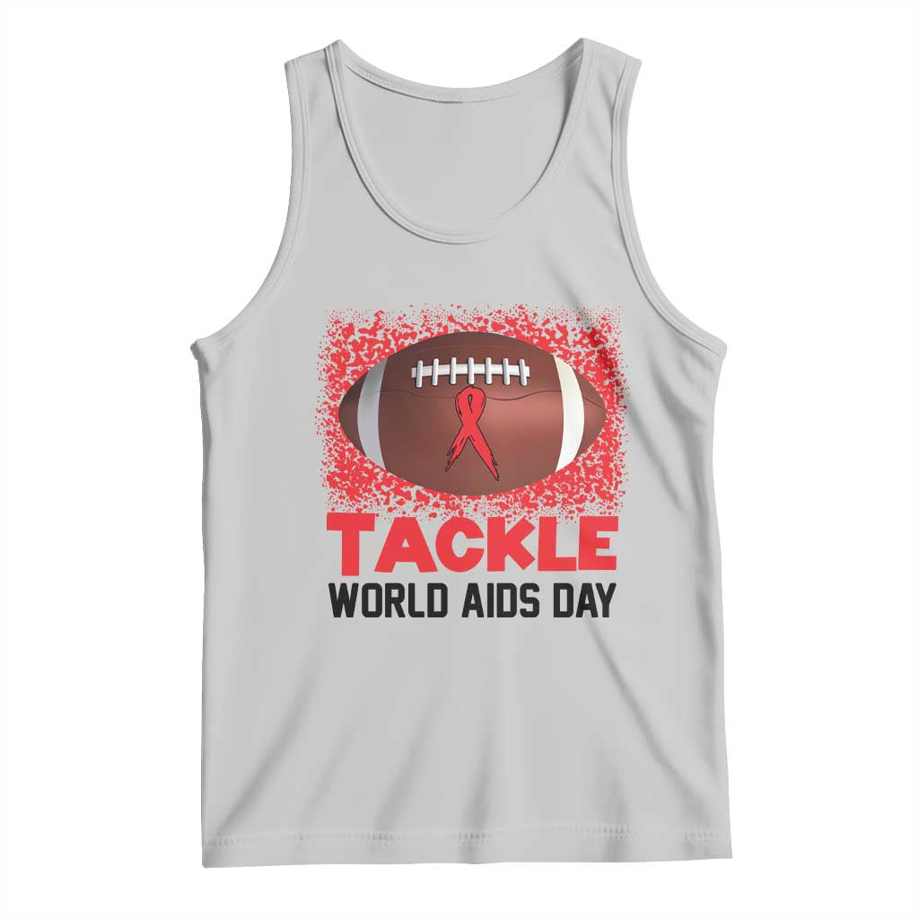 Tackle World AIDS Day Tank Top Football HIV Awareness Red Ribbon - Wonder Print Shop