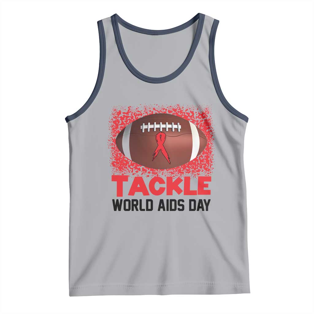 Tackle World AIDS Day Tank Top Football HIV Awareness Red Ribbon - Wonder Print Shop
