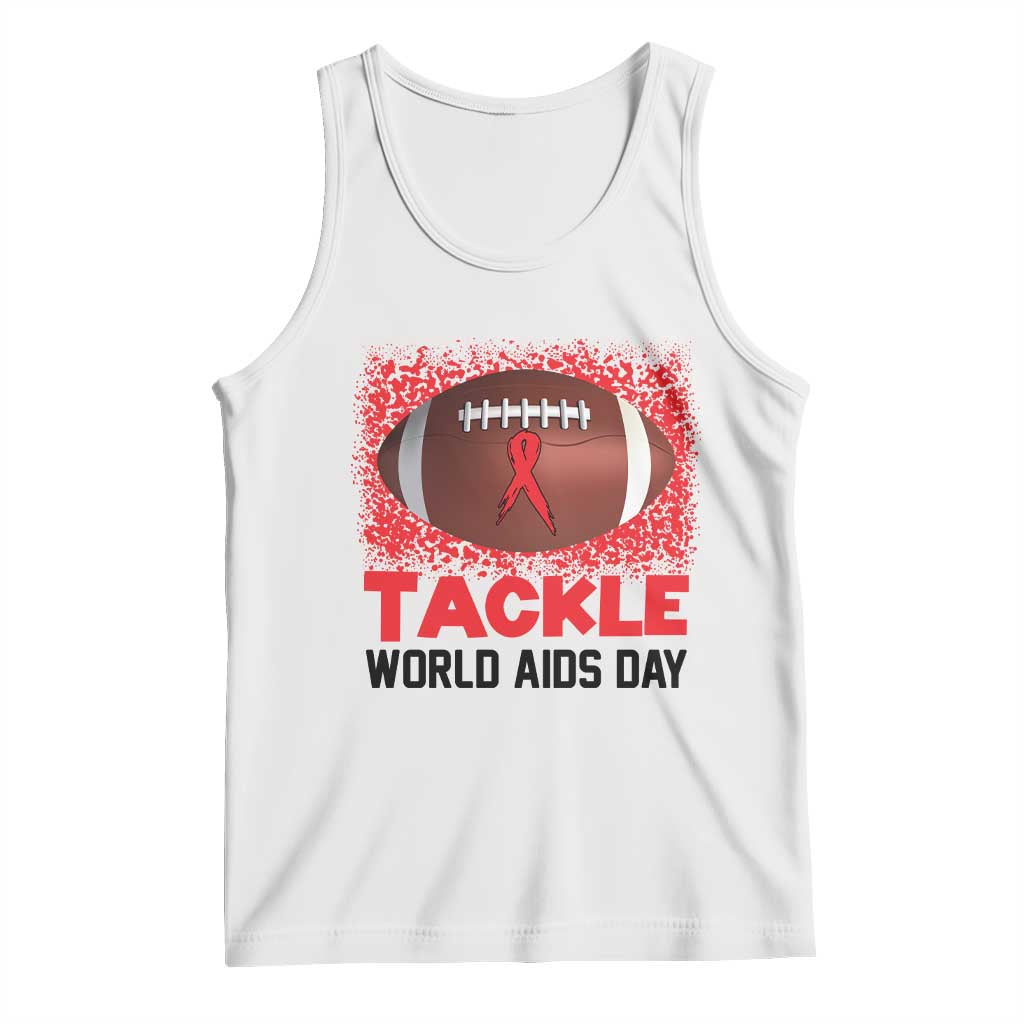 Tackle World AIDS Day Tank Top Football HIV Awareness Red Ribbon - Wonder Print Shop